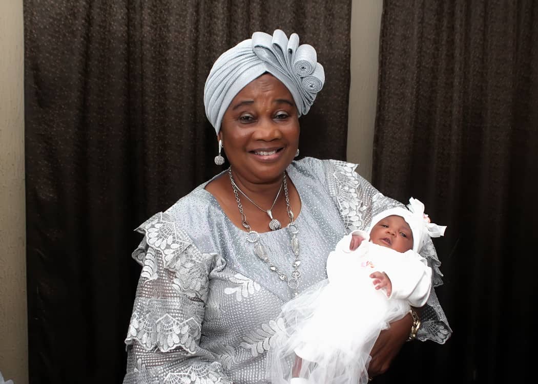 Florence holding her youngest daughter at Christmas