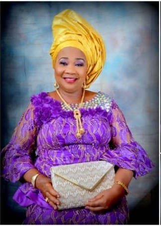 Portrait of Florence in violet on her 70th birthday