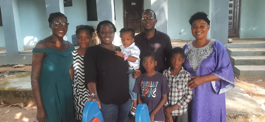 Moi, Biodun, Jerry, Nike, Daniella, Titi, Genesis, Peter, and Paul at her home in Ikorodu
